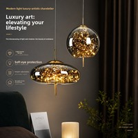 Lampe suspendue de chevet de style nordique, design luxueux, idéale pour Instagram, suspension longue, verre ciel étoilé, éclairage tricolore pour