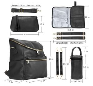 Diaper <b>Bag</b> Backpack Fashion Leather Mommy Backpacks Travel Toddler Baby Diaper <b>Bags</b> with in <b>Bag</b> Organizer and Changing Pad - Product Image 2