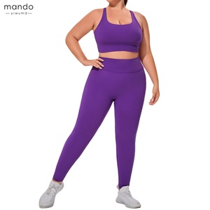 <span class=keywords><strong>Set</strong></span> Yoga di alta qualità Plus Size XXXL 68% Nylon 32% Spandex morbido elastico <span class=keywords><strong>Fitness</strong></span> <span class=keywords><strong>Set</strong></span> per donne grasse - Product Image 4