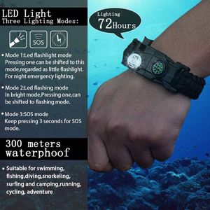 Camping Reflective Survival <b>Watch</b> Weaves Bracelet Whistle Buckles with Flint Fire Starters and <b>Compass</b> Led Light - Product Image 2