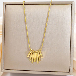 스테인레스 스틸 기하학 스타 문 펜던트 체인 초커 목걸이 18K 금도금 방수 보석 목걸이 여성용 결혼식 - Product Image 5