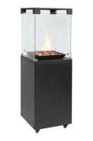 Max. Cheminée à gaz extérieure en verre trempé de 8 kW, véritable flamme, chauffage de terrasse au GPL avec pierres de lave et bûches pour usage en jardin