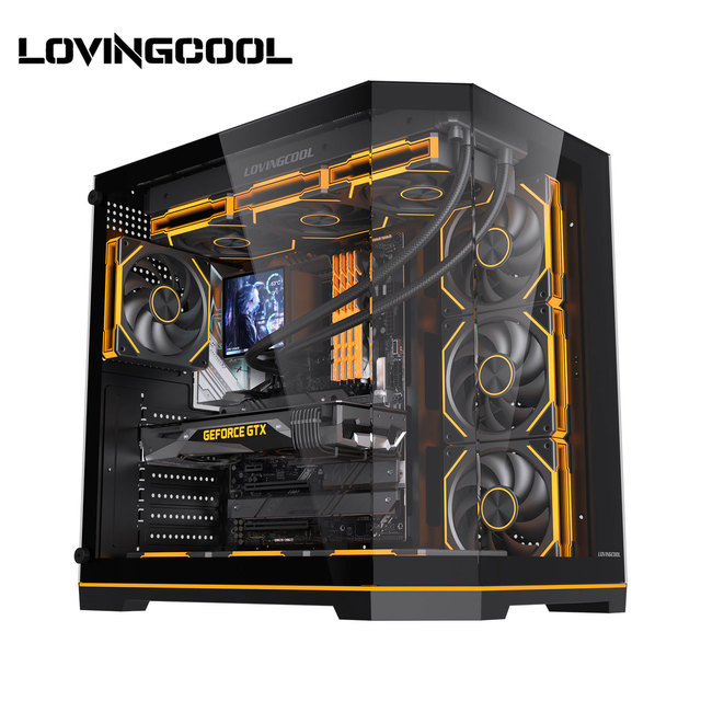 LOVINGCOOL Full View ATX Tower Case Bottom RGB Lighting 360mm AIO Compatible Custom Branding Available for Bulk Order
