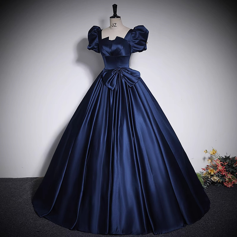slim fit dress slacks Plus Size Hand Beaded Short Sleeve Floral Godet Gown in French Blue main image 1
