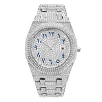 Montre de luxe à quartz tendance, date, bling bling, hip hop, or, entièrement sertie de diamants, montres pour hommes, poignet