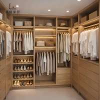 Système de rangement personnalisé pour dressing moderne en chêne avec éclairage LED, tiroirs et armoire modulaire pour l'intérieur des maisons américaines
