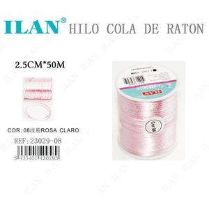 Cordoncino a coda di topo ILAN 2,5 cm x 50 m rosa chiaro per lavori artigianali - Product Image 1
