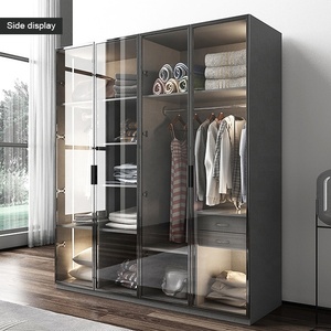 Diseños de Armarios de Madera PA para Dormitorio, Muebles de Madera con Vidrio Y-05, Diseños Modernos de Armarios de Madera para Dormitorio, Personalizados - Product Image 3