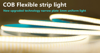 Bande lumineuse LED COB ultra-mince 3 mm 4 mm 5 mm, 5 V 12 V 24 V CC, 480 LED, couleur pleine, idéale pour l'éclairage de chambre à coucher