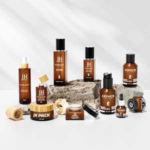 Kozmetik ambalaj 15ml 30ml 60ml 125ml 200ml siyah cam sprey şişeleri tam set buzlu amber cam şişe siyah pompa ile - Product Image 5