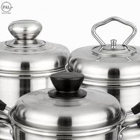 Ensemble de casseroles en acier inoxydable 3 pièces, base encapsulée 410, poignée rivetée, 16 cm, 18 cm, 20 cm, pour la cuisine à domicile