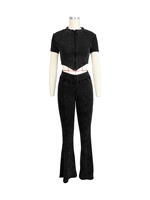 Tenues d'été deux pièces en coton côtelé délavé pour femme, survêtement et pantalon, survêtement 2 pièces pour femme