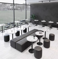 Café de luxe moderne et léger Cabine de canapé Table à manger Table et chaise commerciales Ensemble meubles d'usine de négociation Foshan