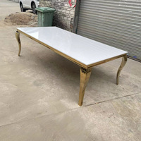 Table à manger élégante de luxe en acier inoxydable avec marbre/verre Design moderne pour hôtels commerciaux Mariages Banquets Salles de réception
