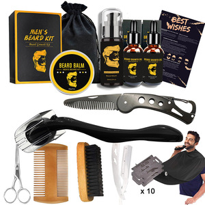 Kit de toilettage de barbe bio professionnel 15-en-1, système de soin de barbe de niveau barbier, rasoir <span class=keywords><strong>électrique</strong></span>, hydratant pour la croissance de la barbe - Product Image 3