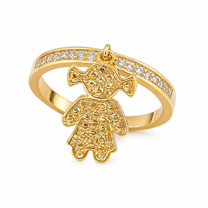 Anello con Ciondolo a Forma di Bambola, Anello alla Moda per Donna, Accessorio da Dito per Uso Quotidiano, Design Unico - Product Image 1