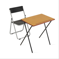 Meubles scolaires à montage rapide, table et chaise pliantes en bois pour salle de classe, bureau d'examen pliant pour étudiants avec fente pour crayon