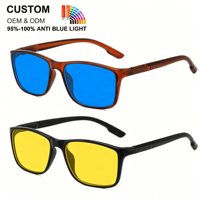 Lunettes anti-lumière bleue personnalisées ODM, monture carrée, verres teintés bleu-jaune, pour bureau, ordinateur, jeux vidéo, adaptées à toutes les formes de visage