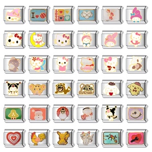 Bracelet unisexe en acier inoxydable DIY, motif animal Pooh, électroplaqué, style Gharm italien - Product Image 1