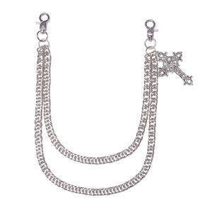 Dark Pentagram <b>Cross</b> Pendant Double <b>Chain</b> Metal Pants <b>Chain</b> Retro Gothic Style Hip Hop Punk Trendy Daily Wear Tibetan Silver - Product Image 5