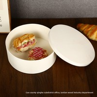 Boîte à dessert ronde en bois de peuplier pour cheesecake basque, gravée et personnalisable, pour pâtisserie, aliments et cadeaux