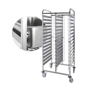 Peralatan Hotel garis ganda Restoran lipat baja tahan karat GN panci baki roti troli rak - Product Image 3