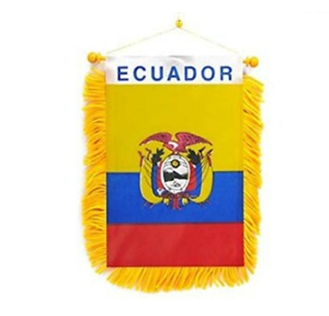 Drapeau suspendu pour tournoi de football 2026, mini drapeau de voiture de la Coupe du Monde de football, à fixer sur rétroviseur avec ventouse, à franges dorées, double face - Product Image 1