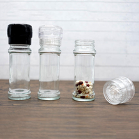 Récipient à épices en verre transparent de qualité supérieure, forme tube, avec bouchon en verre et en plastique, pour les essentiels de cuisine