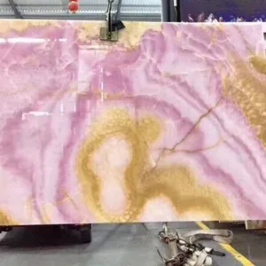 Harga Lempengan Marmer Onyx Pink Tembus Cahaya Panel Dinding