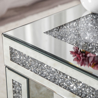 Table basse en argent avec diamants concassés modernes sur mesure, table à thé, salon, meubles miroir, décoration intérieure, table basse en verre