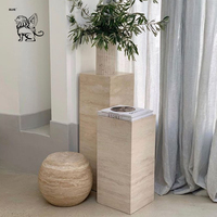 BLVE personnalisé salon meubles de luxe Table d'appoint meuble TV travertin naturel Beige marbre Table basse
