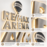 GOZONE Enseigne lumineuse LED 3D personnalisée en acier inoxydable brossé avec logo Halo pour bureaux, entreprises, murs de voitures, étanche IP65