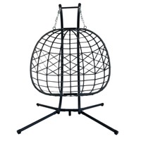 Fauteuil suspendu en métal pour l'extérieur et l'intérieur, chaise suspendue de patio, chaise suspendue en forme d'œuf, capacité de 200 kg pour la chambre à coucher, le balcon, le jardin, la cour