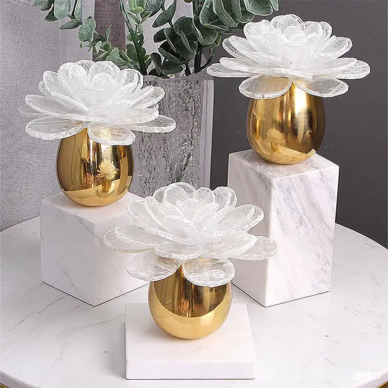 Light Luxury Decoration Natural Crystal Stone Flower Resin Crafts Dinning Table Decorations For Home