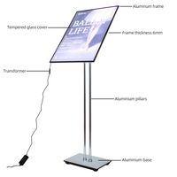 Kotak Lampu LED dengan Bingkai Ganda, Pilar Aluminium Alloy, Kaca Temper, untuk Poster Pintu, Iklan, dan Papan Nama Makanan
