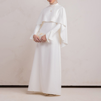 Robe Abaya élégante en tissu ivoire structuré de qualité supérieure avec poignets larges, idéale pour le Ramadan et l'Aïd, personnalisable, commande en gros, pour femmes musulmanes, tenue de soirée