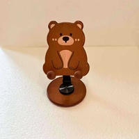 Penyangga Ponsel Kartun Lucu dari Kayu Solid, Penyangga iPad/Tablet untuk Meja, Penyangga Ponsel Portabel untuk Kantor