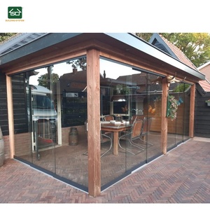 10mm clair verre trempé véranda mur extérieur véranda verre portes coulissantes panneau de verre pergola aluminium extérieur fabricant - Product Image 3