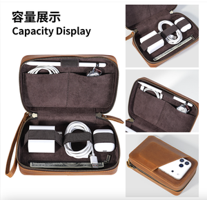 Ando <b>Bag</b> Leather Electronics Organizer Travel <b>Tech</b> Pouch Cable Charger Storage <b>Bag</b> with Detachable Wrist Strap - Product Image 4
