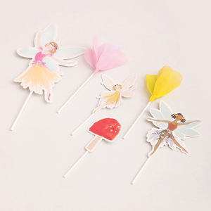 Ensemble de vaisselle jetable DAMAI Fairy, fées des fleurs, assiettes en forme de champignons, gobelets, serviettes, décoration de gâteau pour fête d'anniversaire de fille - Product Image 6