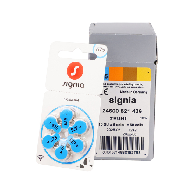 60pcs/Box Signia Hearing Aid Batteries Zinc Air Battery 312 10 675 13 1.45V for Hearing Aids
