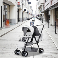 Poussette double 3-en-1 pour jumeaux, poussette tandem pliable légère en aluminium avec grand panier de rangement pour nouveau-nés jusqu'à 4 ans