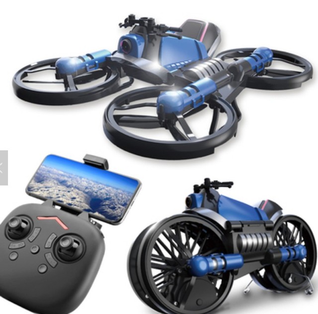 2 in 1 RC Drone Deformation RC Motorcycle Car Toy Mini Drone 360 Degree Flip Land and Air Aircraft D08C Christmas Toys for Kid