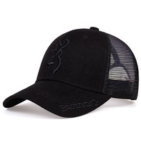 Gorras Trucker de Perfil Bajo, Negras, de Alta Calidad, Personalizadas, con Malla en la Parte Trasera, Material de Gamuza, con Logotipo Bordado para Hombre