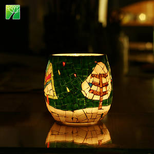 Ultimo Vintage fai da te stile mosaico di vetro <span class=keywords><strong>LED</strong></span> Germinateer vaso di fiori grande e piccolo piantatore in ceramica per la casa e la decorazione del giardino - Product Image 1