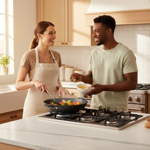 Sıcak Fırsat 34cm Ticari Siyah Isıya Dayanıklı Yapışmaz Dökme Demir Tencere Wok Tava - Product Image 6