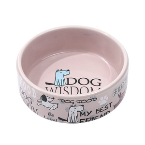 Ciotola in Ceramica per Cani con Disegni Cartoon, Contenitore Piatto per Cibo per Gatti e Cani di Piccola Taglia - Product Image 1