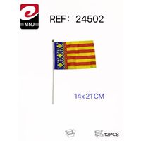 Bandera de Valencia 14x21 cm de Plástico Reutilizable con Asta, Paquete de 12 Unidades, Uso en Exteriores, Buena Calidad, Modelo 24502