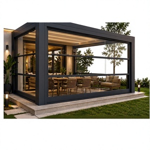 Guillotina de Vidrio Moderna de Aluminio, Vidrio Móvil para Jardín, Balcón, Terraza, Guillotina de Vidrio Retráctil - Product Image 2