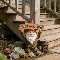 Figurine de gnome nain artificiel personnalisé en résine, sculpture de dessin animé, panneau de bienvenue, décoration paysagère pour extérieur, parc, centre commercial, jardin, artisanat